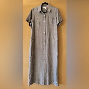 Silk Maxi Shirt Dress Oversized Small